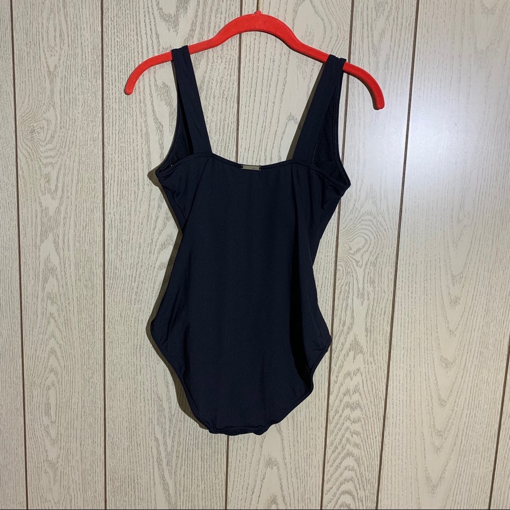 Calvin Klein Ruched Panel Solid Pleated One Piece - image 5